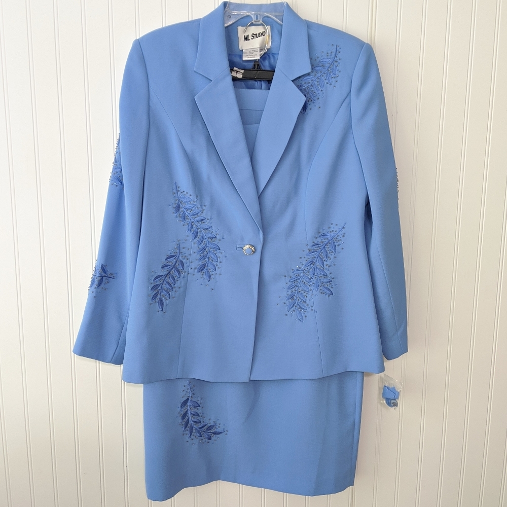 Church wedding embroidered skirt jacket suit